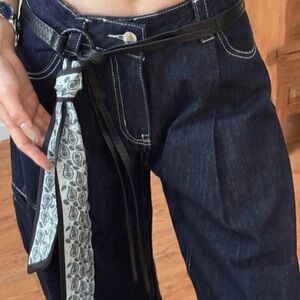 Trendy Belt with Patterned Scarf Accent